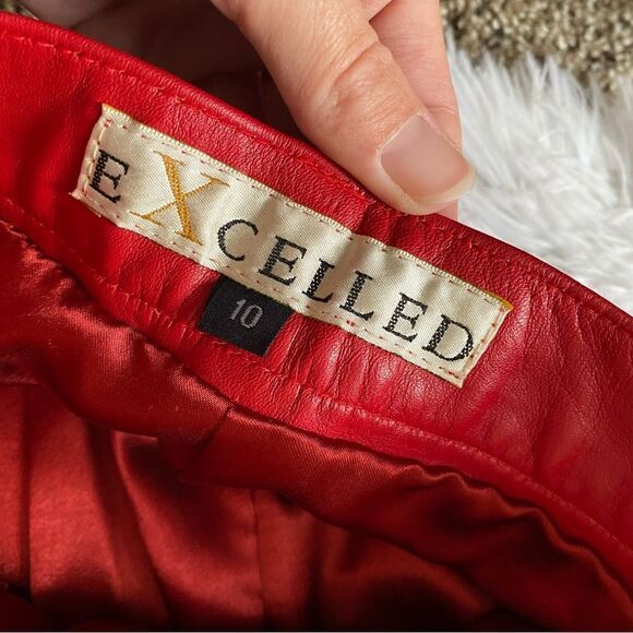 Vintage Excelled Red Leather Pants Silky Lined High Rise Womens Sz 10 - Picture 11 of 13